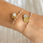 Bracelet plaque or baptiste martele personnalisable